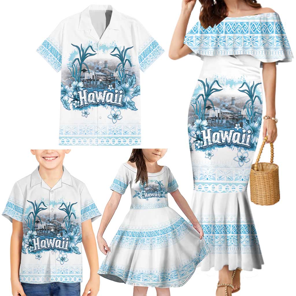 Hawaii Sugar Plantation Family Matching Mermaid Dress and Hawaiian Shirt With Hawaiian Tapa Pattern LT05 - Polynesian Pride