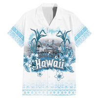Hawaii Sugar Plantation Family Matching Mermaid Dress and Hawaiian Shirt With Hawaiian Tapa Pattern LT05 Dad's Shirt - Short Sleeve White - Polynesian Pride