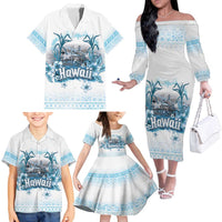 Hawaii Sugar Plantation Family Matching Off The Shoulder Long Sleeve Dress and Hawaiian Shirt With Hawaiian Tapa Pattern LT05 - Polynesian Pride