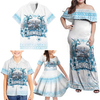 Hawaii Sugar Plantation Family Matching Off Shoulder Maxi Dress and Hawaiian Shirt With Hawaiian Tapa Pattern LT05 - Polynesian Pride