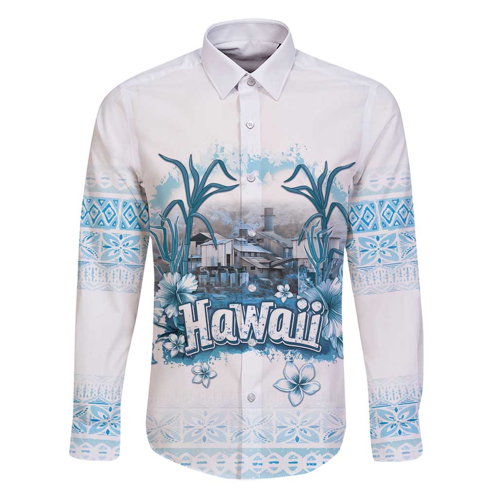 Hawaii Sugar Plantation Family Matching Off Shoulder Maxi Dress and Hawaiian Shirt With Hawaiian Tapa Pattern LT05 Dad's Shirt - Long Sleeve White - Polynesian Pride