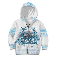 Hawaii Sugar Plantation Kid Hoodie With Hawaiian Tapa Pattern LT05 Zip Hoodie White - Polynesian Pride