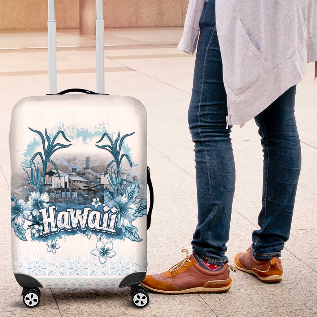 Hawaii Sugar Plantation Luggage Cover With Hawaiian Tapa Pattern LT05 White - Polynesian Pride