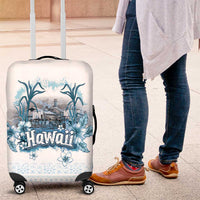 Hawaii Sugar Plantation Luggage Cover With Hawaiian Tapa Pattern LT05 White - Polynesian Pride