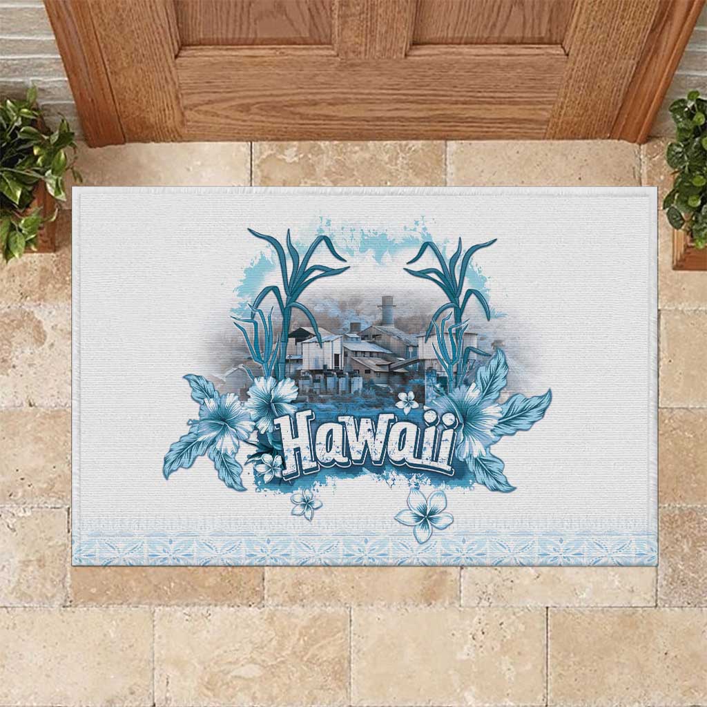 Hawaii Sugar Plantation Rubber Doormat With Hawaiian Tapa Pattern