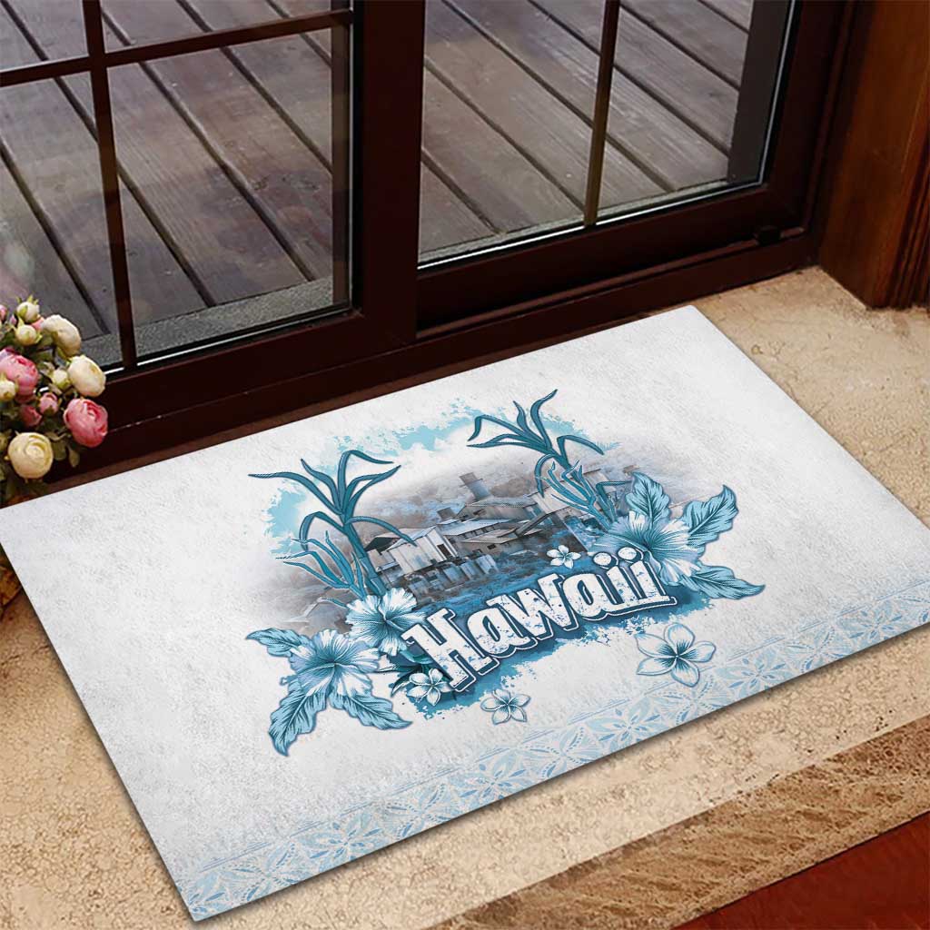 Hawaii Sugar Plantation Rubber Doormat With Hawaiian Tapa Pattern