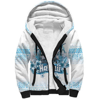 Hawaii Sugar Plantation Sherpa Hoodie With Hawaiian Tapa Pattern LT05 Unisex White - Polynesian Pride