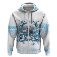 Hawaii Sugar Plantation Zip Hoodie With Hawaiian Tapa Pattern LT05 Zip Hoodie White - Polynesian Pride