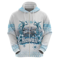 Hawaii Sugar Plantation Zip Hoodie With Hawaiian Tapa Pattern LT05 - Polynesian Pride