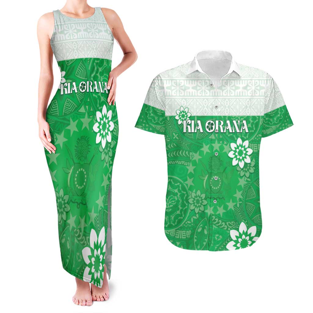 Cook Islands Maori Language Week Couples Matching Tank Maxi Dress and Hawaiian Shirt Pacific Tapa Pattern