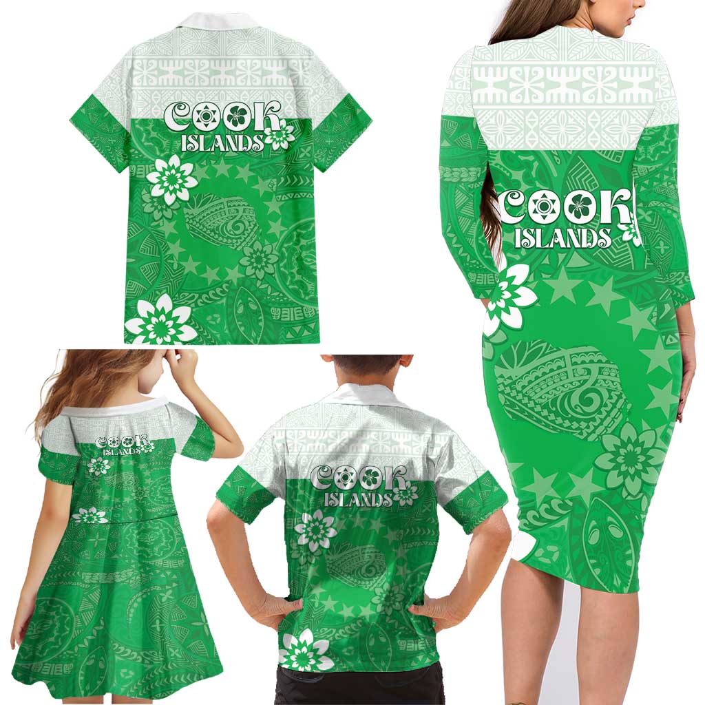 Cook Islands Maori Language Week Family Matching Long Sleeve Bodycon Dress and Hawaiian Shirt Pacific Tapa Pattern LT05 - Polynesian Pride