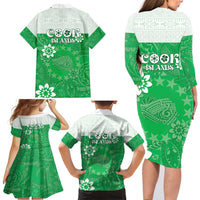 Cook Islands Maori Language Week Family Matching Long Sleeve Bodycon Dress and Hawaiian Shirt Pacific Tapa Pattern LT05 - Polynesian Pride