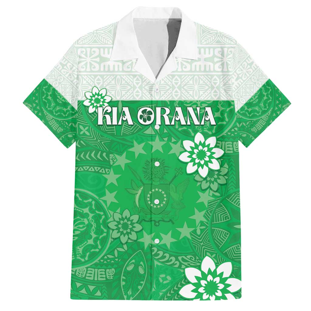 Cook Islands Maori Language Week Family Matching Long Sleeve Bodycon Dress and Hawaiian Shirt Pacific Tapa Pattern LT05 Dad's Shirt - Short Sleeve Green - Polynesian Pride
