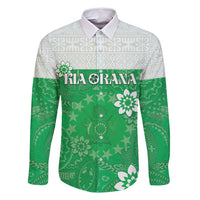 Cook Islands Maori Language Week Family Matching Mermaid Dress and Hawaiian Shirt Pacific Tapa Pattern LT05 Dad's Shirt - Long Sleeve Green - Polynesian Pride