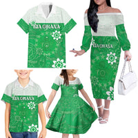 Cook Islands Maori Language Week Family Matching Off The Shoulder Long Sleeve Dress and Hawaiian Shirt Pacific Tapa Pattern LT05 - Polynesian Pride