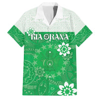 Cook Islands Maori Language Week Family Matching Off The Shoulder Long Sleeve Dress and Hawaiian Shirt Pacific Tapa Pattern LT05 Dad's Shirt - Short Sleeve Green - Polynesian Pride