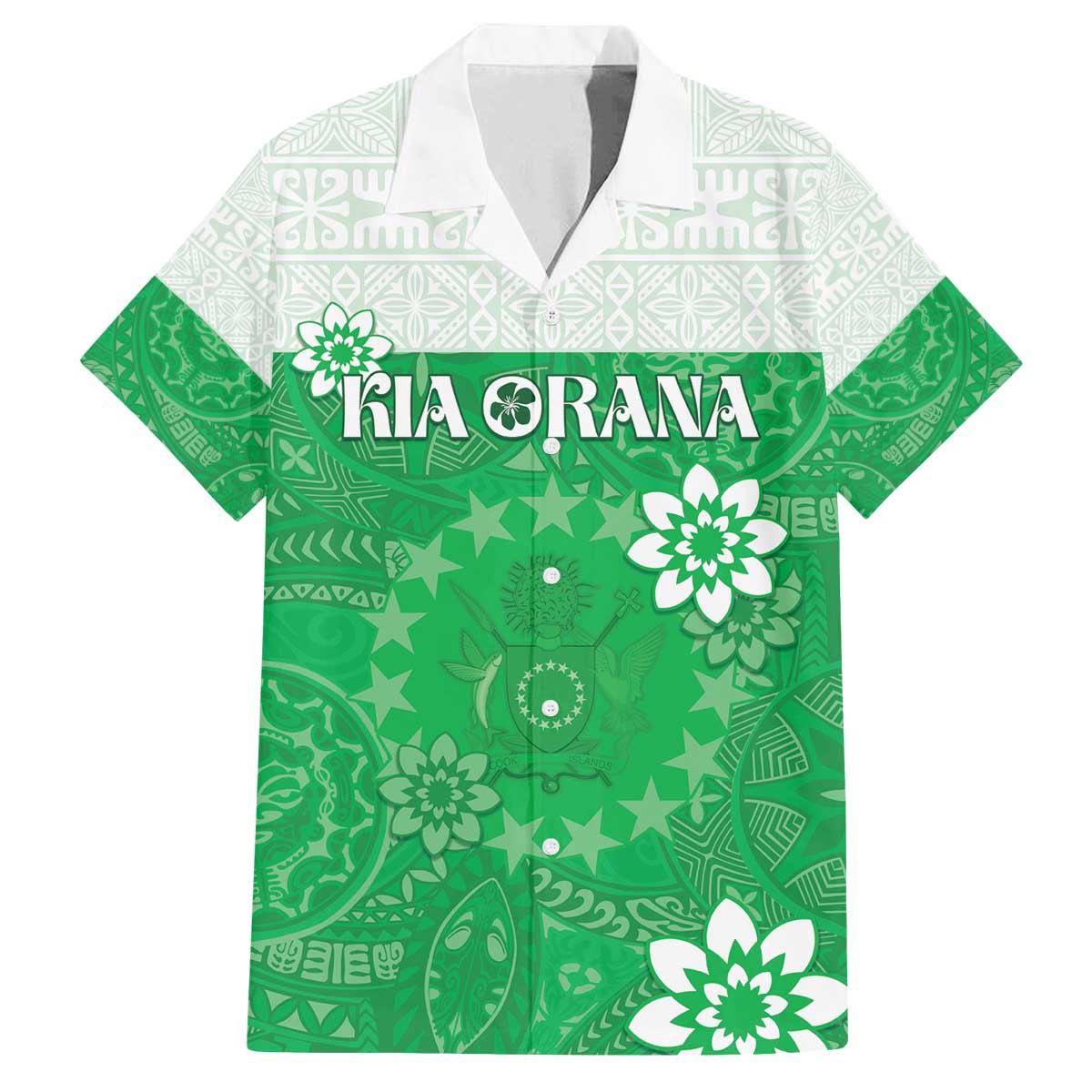 Cook Islands Maori Language Week Family Matching Off Shoulder Short Dress and Hawaiian Shirt Pacific Tapa Pattern