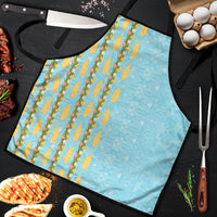 Hawaii Shell Tiare Anthurium Heliconia Lei Apron With Tapa Pattern Baby Blue LT05 Blue - Polynesian Pride