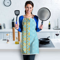 Hawaii Shell Tiare Anthurium Heliconia Lei Apron With Tapa Pattern Baby Blue LT05 - Polynesian Pride