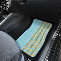 Hawaii Shell Tiare Anthurium Heliconia Lei Car Mats With Tapa Pattern Baby Blue
