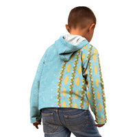 Hawaii Shell Tiare Anthurium Heliconia Lei Kid Hoodie With Tapa Pattern Baby Blue