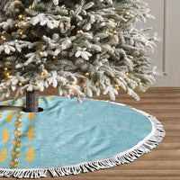 Hawaii Shell Tiare Anthurium Heliconia Lei Tree Skirt With Tapa Pattern Baby Blue