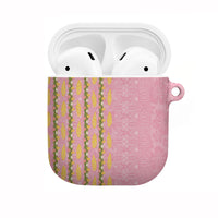 Hawaii Shell Tiare Anthurium Heliconia Lei AirPods Case With Tapa Pattern Baby Pink