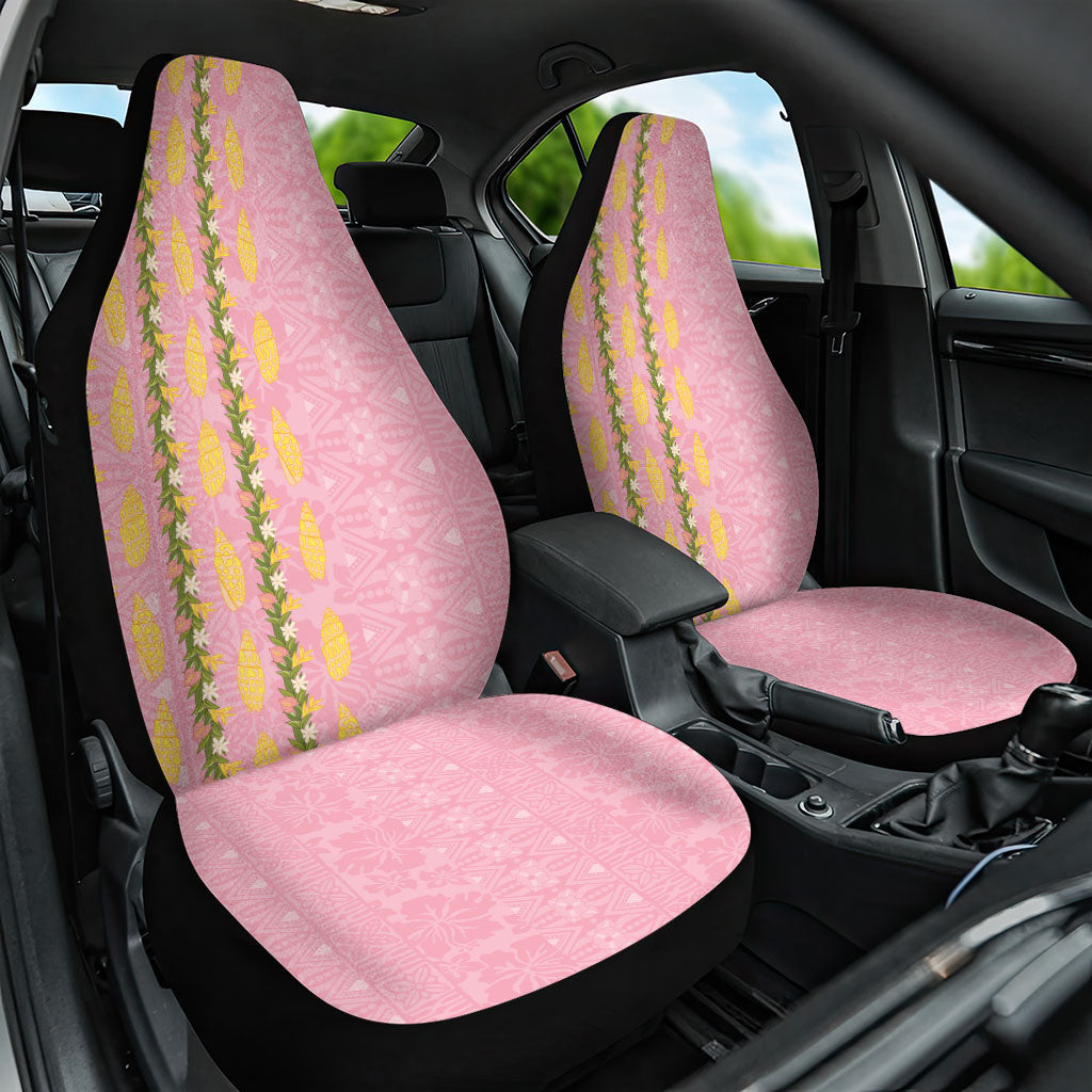 Hawaii Shell Tiare Anthurium Heliconia Lei Car Seat Cover With Tapa Pattern Baby Pink LT05 One Size Pink - Polynesian Pride