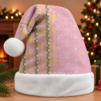 Hawaii Shell Tiare Anthurium Heliconia Lei Christmas Santa Hat With Tapa Pattern Baby Pink LT05 Without Fur Pink - Polynesian Pride