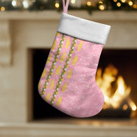Hawaii Shell Tiare Anthurium Heliconia Lei Christmas Stocking With Tapa Pattern Baby Pink LT05 Set of 2 Pink - Polynesian Pride