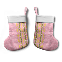 Hawaii Shell Tiare Anthurium Heliconia Lei Christmas Stocking With Tapa Pattern Baby Pink LT05 - Polynesian Pride