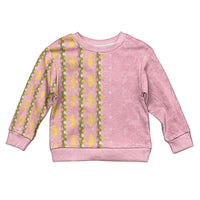 Hawaii Shell Tiare Anthurium Heliconia Lei Kid Ugly Christmas Sweater With Tapa Pattern Baby Pink LT05 Kid Pink - Polynesian Pride