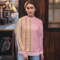 Hawaii Shell Tiare Anthurium Heliconia Lei Ugly Christmas Sweater With Tapa Pattern Baby Pink
