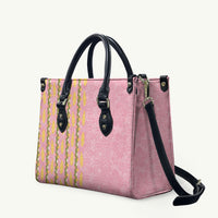 Hawaii Shell Tiare Anthurium Heliconia Lei Leather Bag With Tapa Pattern Baby Pink