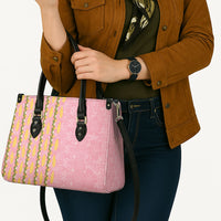 Hawaii Shell Tiare Anthurium Heliconia Lei Leather Bag With Tapa Pattern Baby Pink