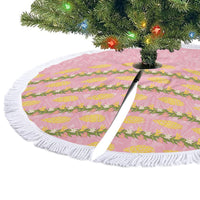 Hawaii Shell Tiare Anthurium Heliconia Lei Tree Skirt With Tapa Pattern Baby Pink