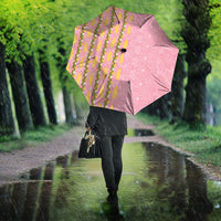 Hawaii Shell Tiare Anthurium Heliconia Lei Umbrella With Tapa Pattern Baby Pink