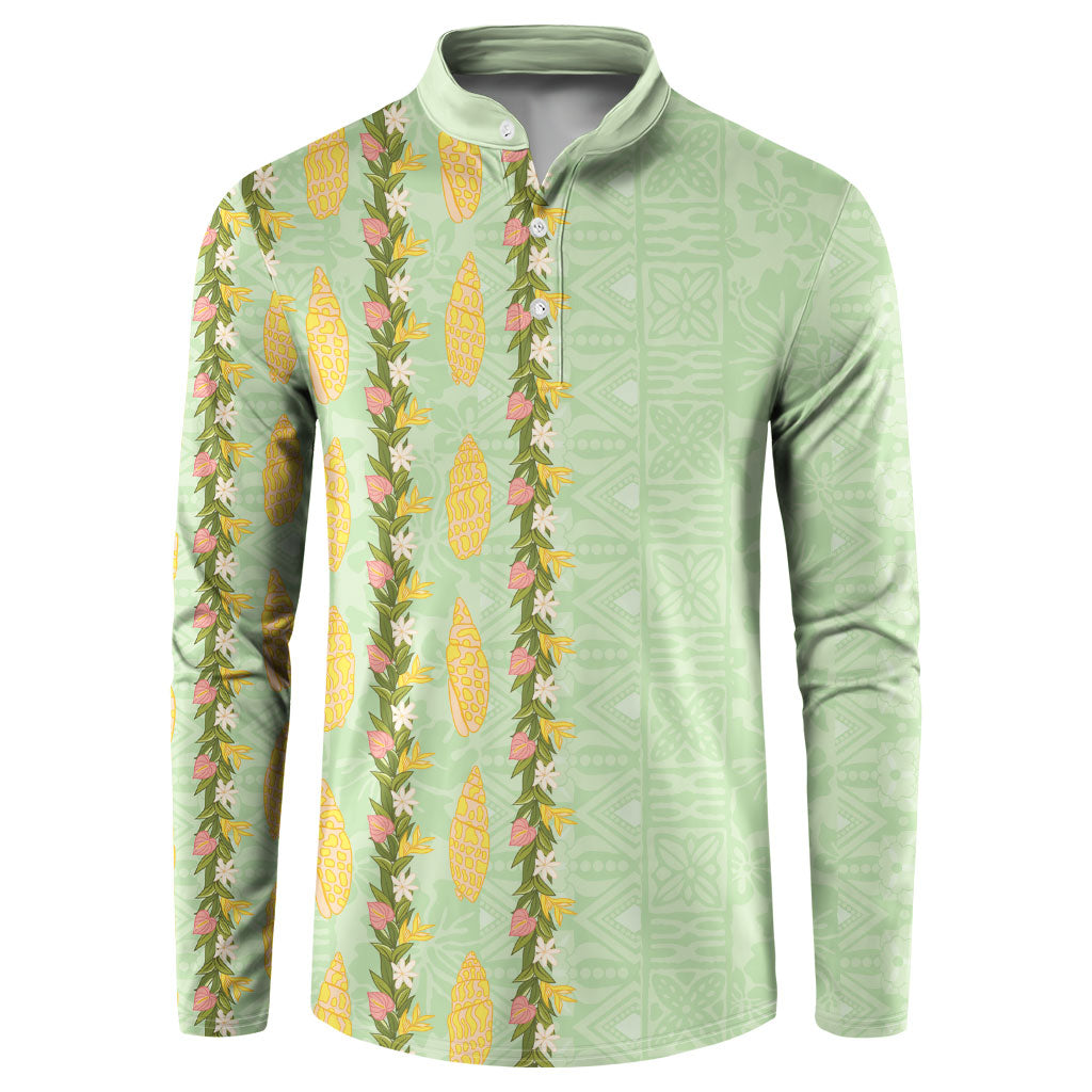 Hawaii Shell Tiare Anthurium Heliconia Lei Button Sweatshirt With Tapa Pattern Baby Green