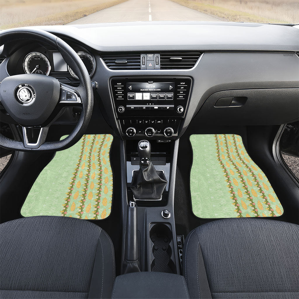 Hawaii Shell Tiare Anthurium Heliconia Lei Car Mats With Tapa Pattern Baby Green