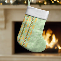 Hawaii Shell Tiare Anthurium Heliconia Lei Christmas Stocking With Tapa Pattern Baby Green LT05 Set of 2 Green - Polynesian Pride