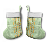 Hawaii Shell Tiare Anthurium Heliconia Lei Christmas Stocking With Tapa Pattern Baby Green LT05 - Polynesian Pride