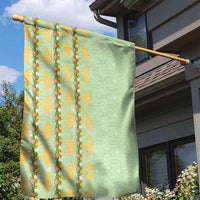 Hawaii Shell Tiare Anthurium Heliconia Lei Garden Flag With Tapa Pattern Baby Green