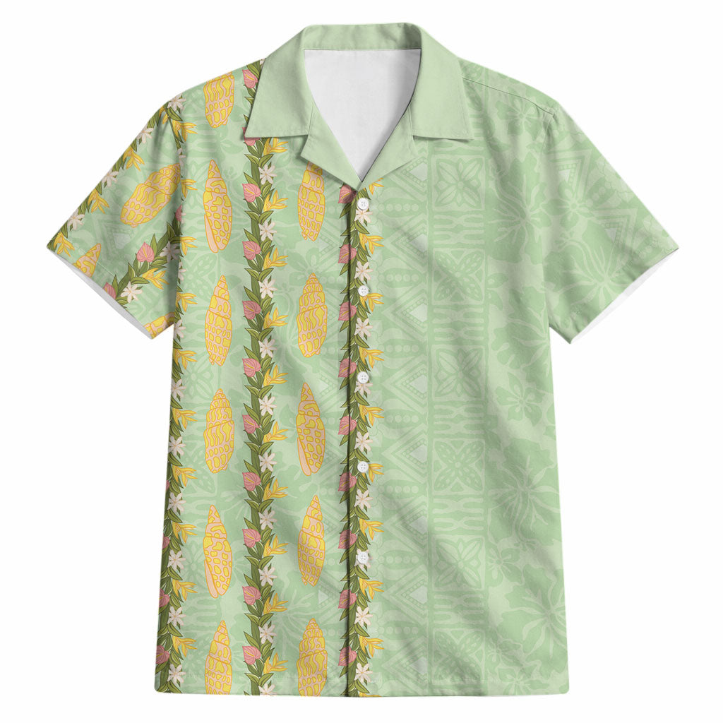 Hawaii Shell Tiare Anthurium Heliconia Lei Hawaiian Shirt With Tapa Pattern Baby Green LT05 Green - Polynesian Pride