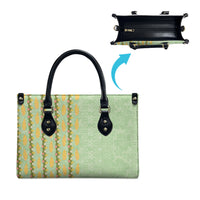 Hawaii Shell Tiare Anthurium Heliconia Lei Leather Bag With Tapa Pattern Baby Green