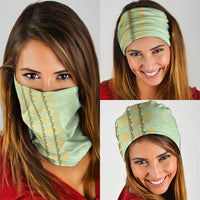 Hawaii Shell Tiare Anthurium Heliconia Lei Neck Gaiter With Tapa Pattern Baby Green