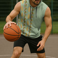 Hawaii Shell Tiare Anthurium Heliconia Lei Sleeveless Hoodie With Tapa Pattern Baby Green