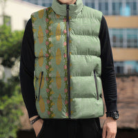 Hawaii Shell Tiare Anthurium Heliconia Lei Sleeveless Puffer Jacket With Tapa Pattern Baby Green