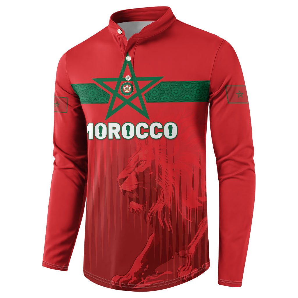 Custom Morocco Football 2026 Button Sweatshirt Atlas Lions Breathtaking Victory Red Version