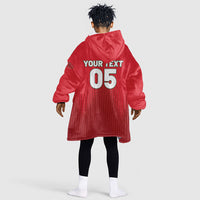 Custom Morocco Football 2026 Kid Wearable Blanket Hoodie Atlas Lions Breathtaking Victory Red Version