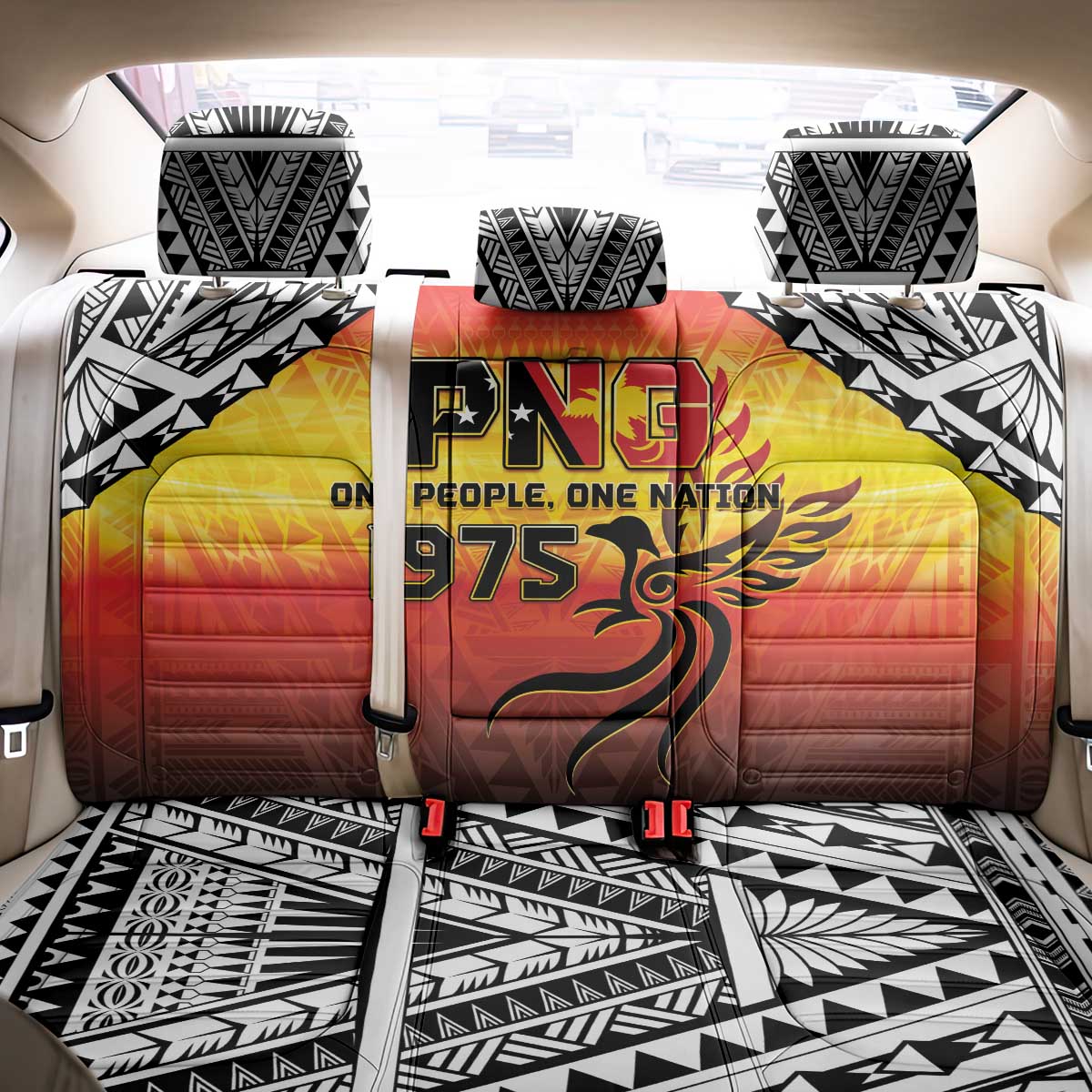 Papua New Guinea 50th Independence Day Back Car Seat Cover One People One Nation One PNG LT05 - Polynesian Pride